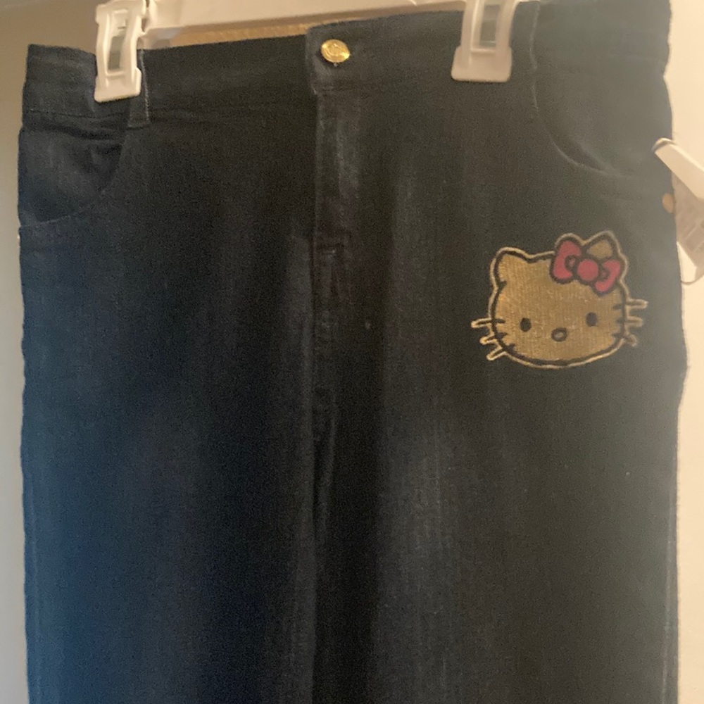 Hello Kitty Gold Embroidered Skinny Jeans